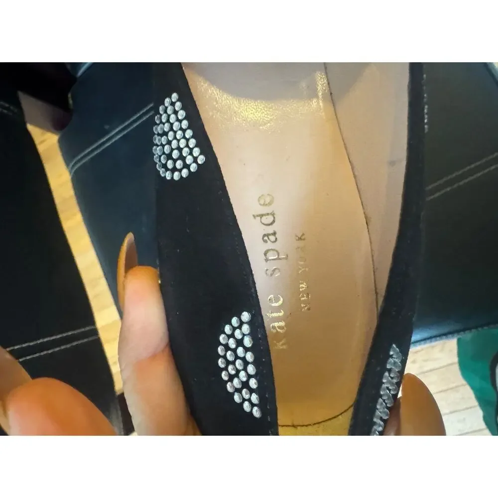 NEW kate spade suede rhinestone polka pump 6 (700